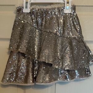 Zara Silver Sequin Mini Skirt